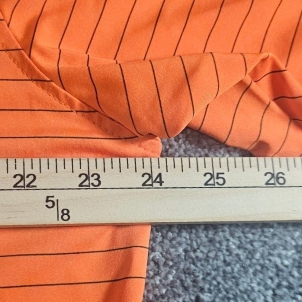 FootJoy(FJ) Polo Shirt Mens L Orange Striped Ulen Country Club Golf Performance - Picture 7 of 13